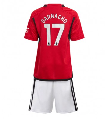 Manchester United Alejandro Garnacho #17 Hemmaställ Barn 2023-24 Kortärmad (+ Korta byxor)